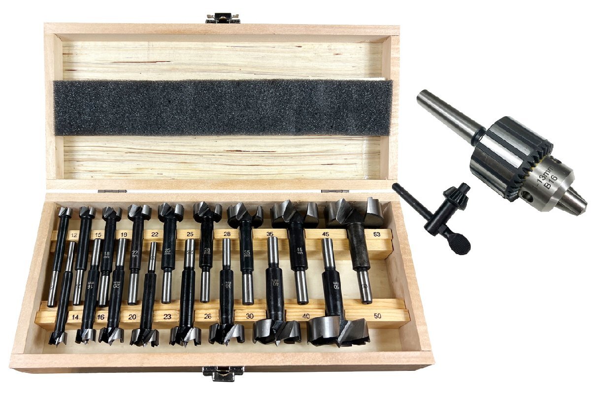 ピーウッド フォスナービット17本セット+ドリルチャック拍卖