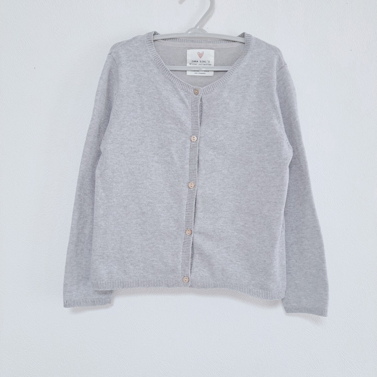 ZARA GIRL'S ザラ ガールズ シンプル カーディガン 無地 グレー 5-6歳 110-120cmのお子様に◎ 子供服 トップス 羽織り Y58拍卖