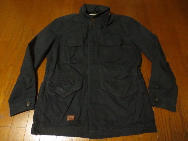 Paul Smith jeans ポールスミス ジーンズ 長袖サファリジャケット M65タイプ 裏地付き 比翼仕立て 紺系 S拍卖