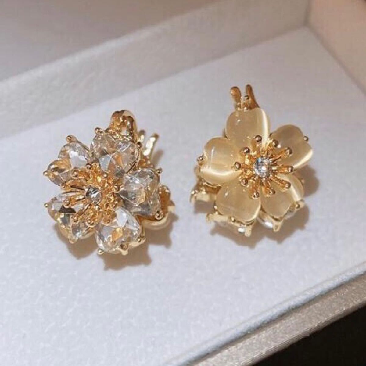 2way 天然石 桜 ピアス シンプル ジルコニア K14gp シルバー アクセサリー ゴールドカラー お花のデザイン ピアス拍卖