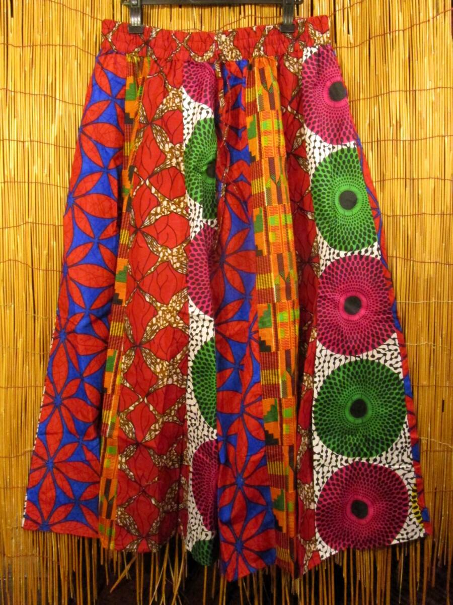 ④新品*コットン素材*切り替え*アフリカンプリント*スーパーフレアー*ロングスカート拍卖