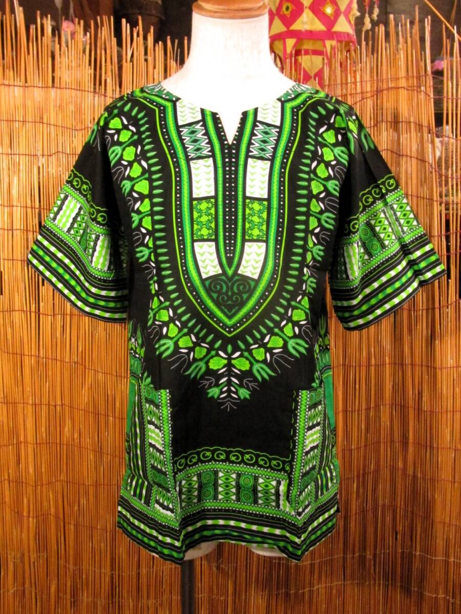 ⑤新品*男女兼用*アフリカンプリント*ダシキ*DASHIKI*L拍卖