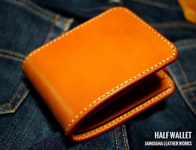 手縫い サドルレザー ハーフウォレット 革財布 二つ折り財布 レザーウォレット 栃木レザー サイフ拍卖