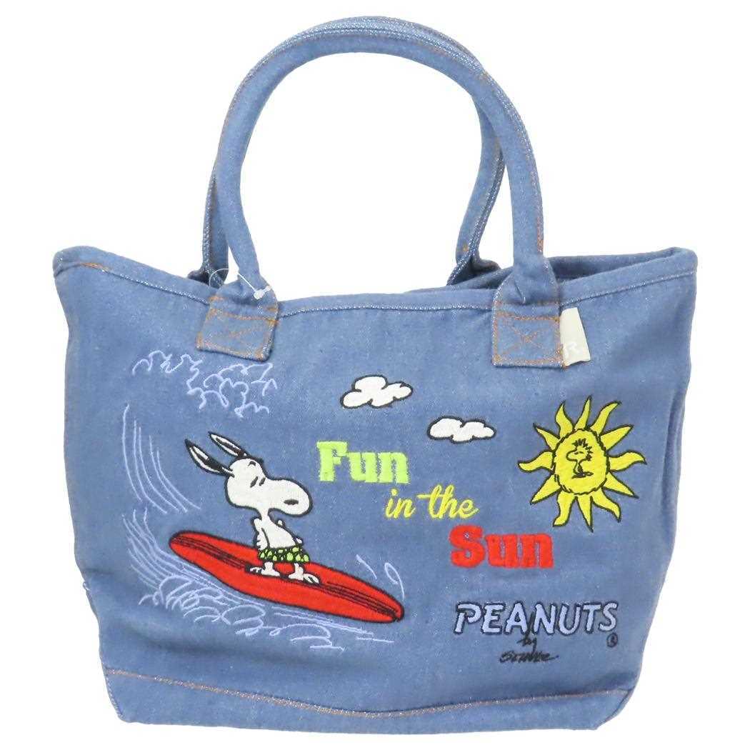 スヌーピー ミニバッグ IP.デリ.シシュウ.Peanuts-0B デニムバッグ Sun ピーナッツ ルートート 手提げかばん キ拍卖