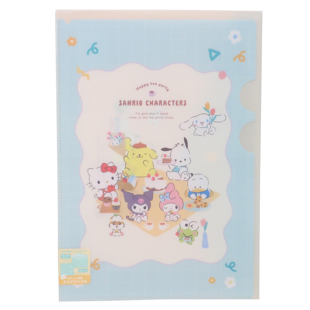 サンリオキャラクターズ ポケットファイル よこ型ポケット付きクリアファイル A4 おしゃべりティータイム ミント サンリオ ティー拍卖