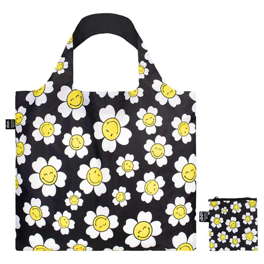 SMILEY エコバッグ Bag JP Flowers Black LOQI ローキー エーワイ スマイリー フラワー お買い物バ拍卖