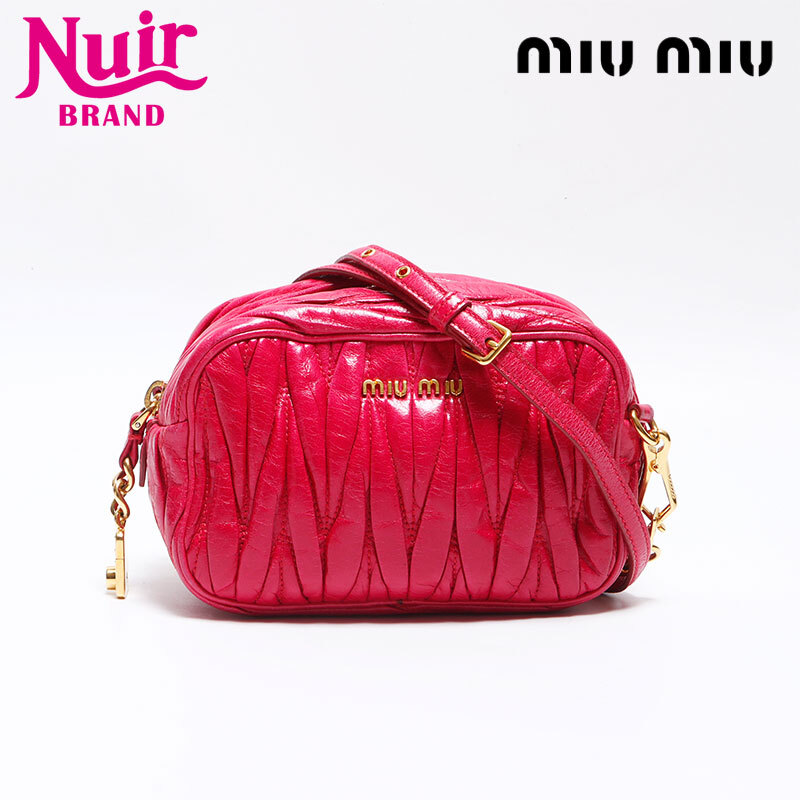 ミュウ ミュウ Miu Miu ショルダーバッグ ヴィッテロ シャイン レザー マテラッセ ピンク拍卖