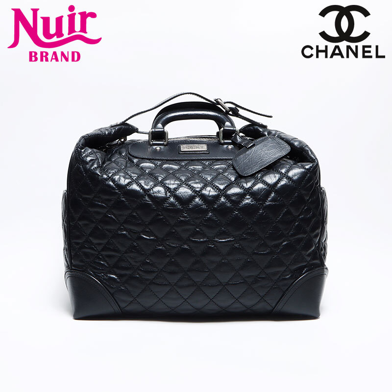 シャネル CHANEL ボストンバッグ パリニューヨークライン レザー 鍵 ネームタグ カバー付き ブラック拍卖