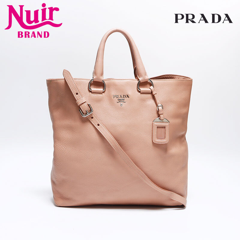 プラダ PRADA ショルダーバッグ 2way レザー シルバー金具 ピンク拍卖