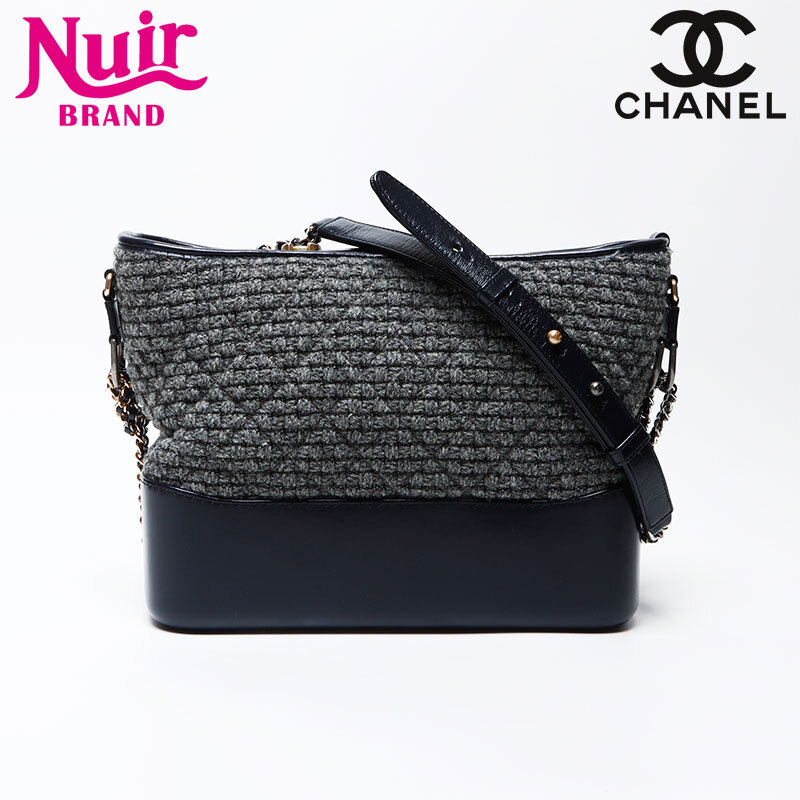 シャネル CHANEL ショルダーバッグ ガブリエル ドゥ ニット 2017 チェーン グレー ネイビー拍卖