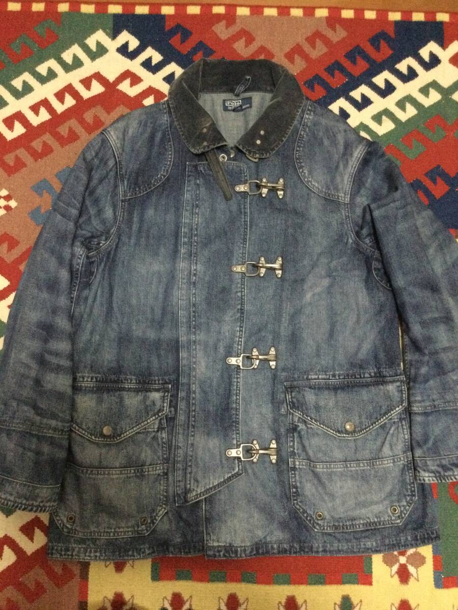 Polo by Ralph Lauren ファイヤーマンジャケット デニム ポロ ラルフローレン フェード ビンテージ L拍卖