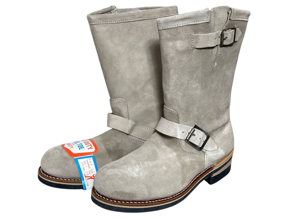 未使用品 8.5 MONTEGO WORK モンテゴワーク エンジニアブーツ スチールトゥ ベージュ ラフアウト usa standard 90s デッドストック拍卖