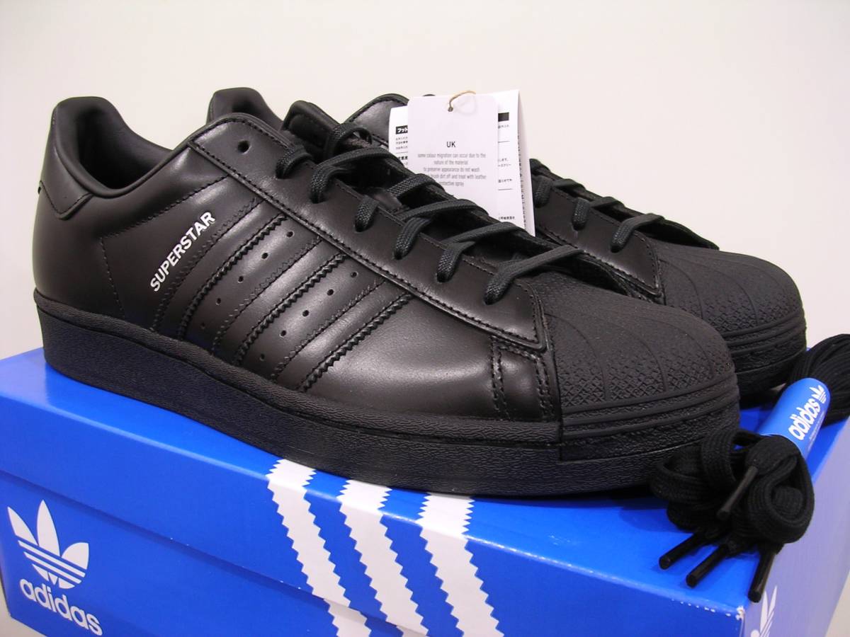 新品 adidas SUPERSTAR 黒黒ガラスレザー US11 29cm 完売モデル 天然皮革 アディダス スーパースター IG8663 ブラックXブラック拍卖