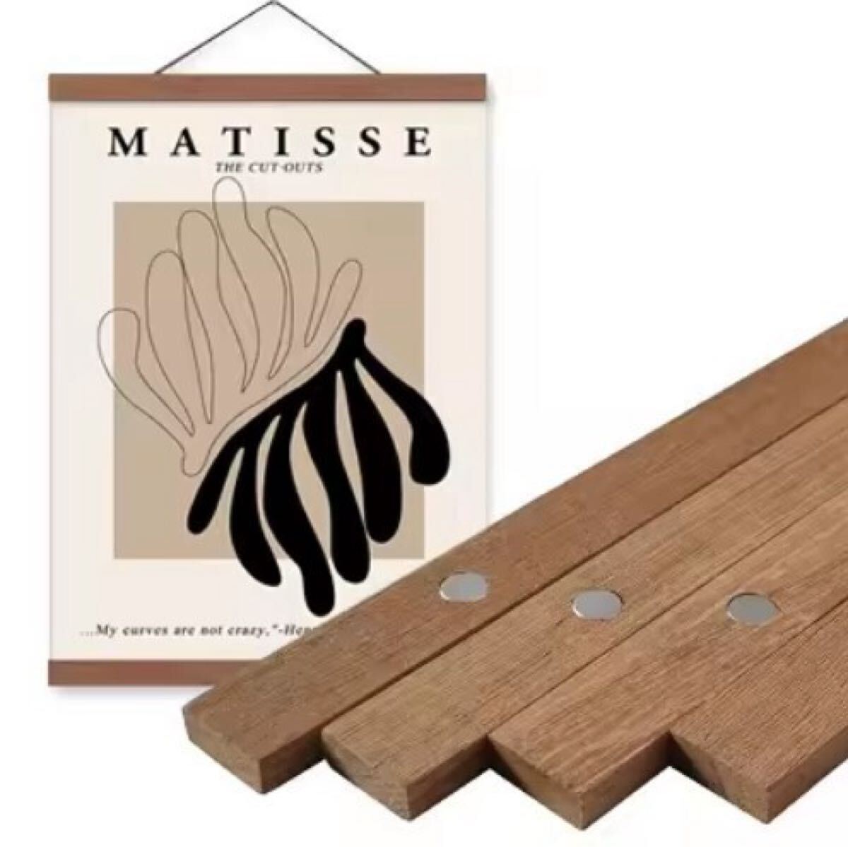 思い出を飾る…♪磁気木製フォトフレームマグネット付き掛け軸*つっぱり棒拍卖