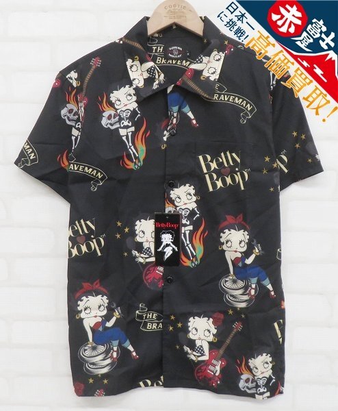 8T9982【クリックポスト対応】新品 The BRAVE-MAN×BETTY BOOP 総柄オープンカラーシャツ BBB-2336 バンソン拍卖