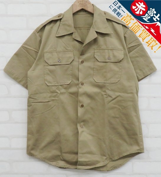 9T0156/米軍実物 PRB MFG社 半袖オフィサーシャツ 75年 ビンテージ拍卖