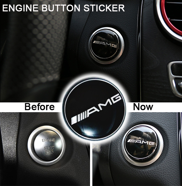 AMG ロゴ ブラック エンジンスタート スイッチ カバーエンブレム A45 CLA45 C63 E63拍卖