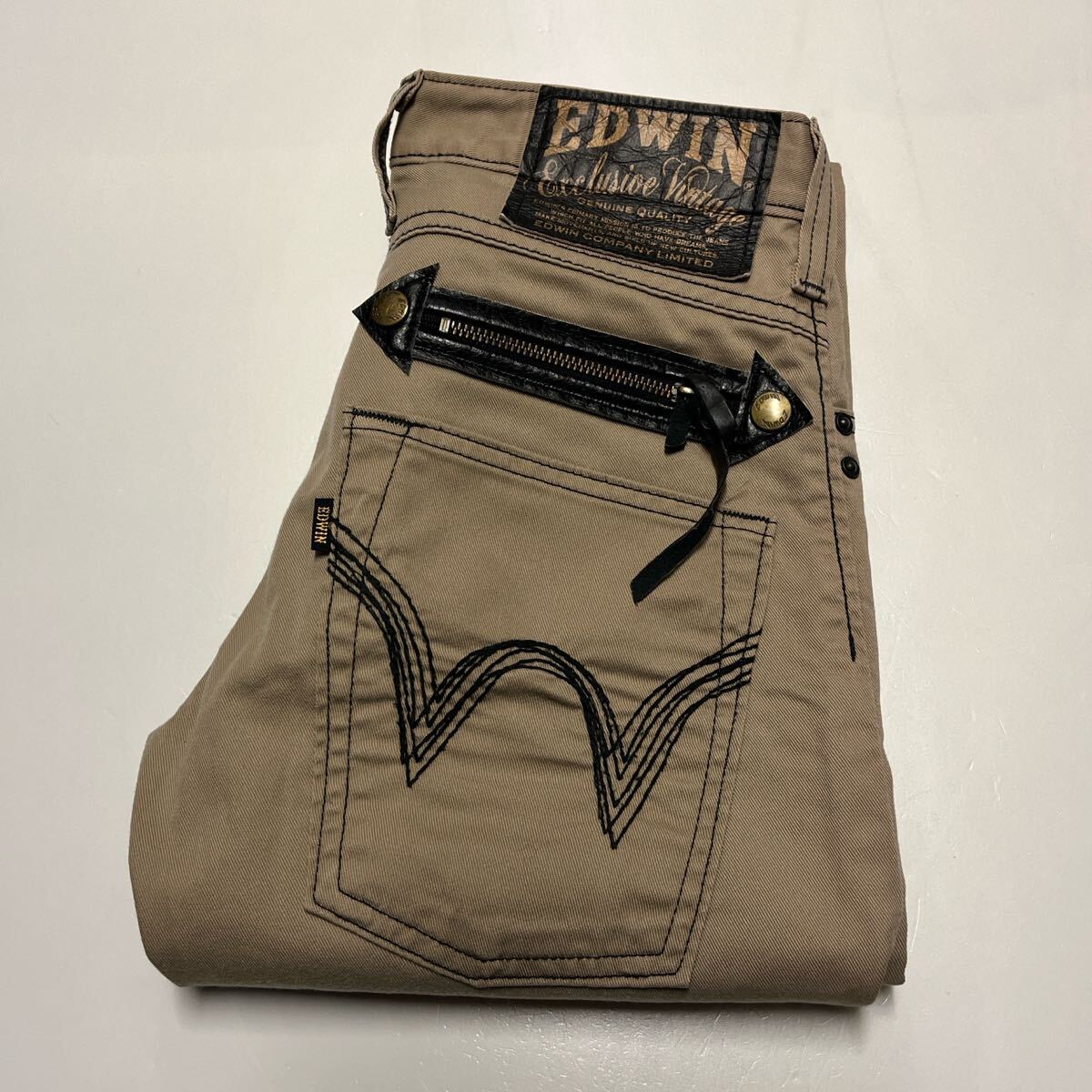 EDWIN エドウィン 452XVS タイトストレート ストレッチパンツ ベージュ W26 日本製拍卖