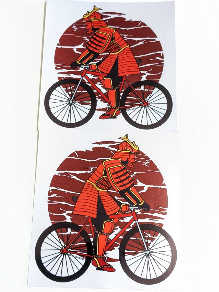 2枚左右 中サイズ 約150mm♪武者 帰路 アート 武士 落ち武者 ステッカー 車 バイク ヘルメット 江戸 自転車 戦 戦国 拍卖