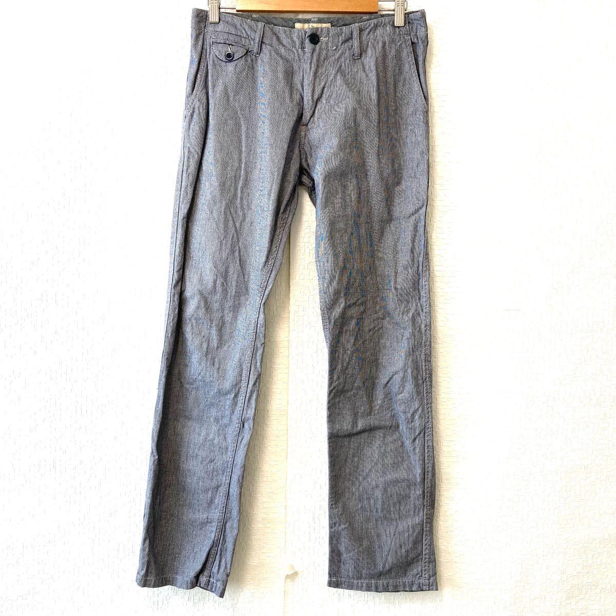 【GLOBAL WORK】グローバルワーク グレンチェック カジュアル コットン テーパード パンツ ストレッチ 爽やか グレー メンズ M/Y26887UU拍卖