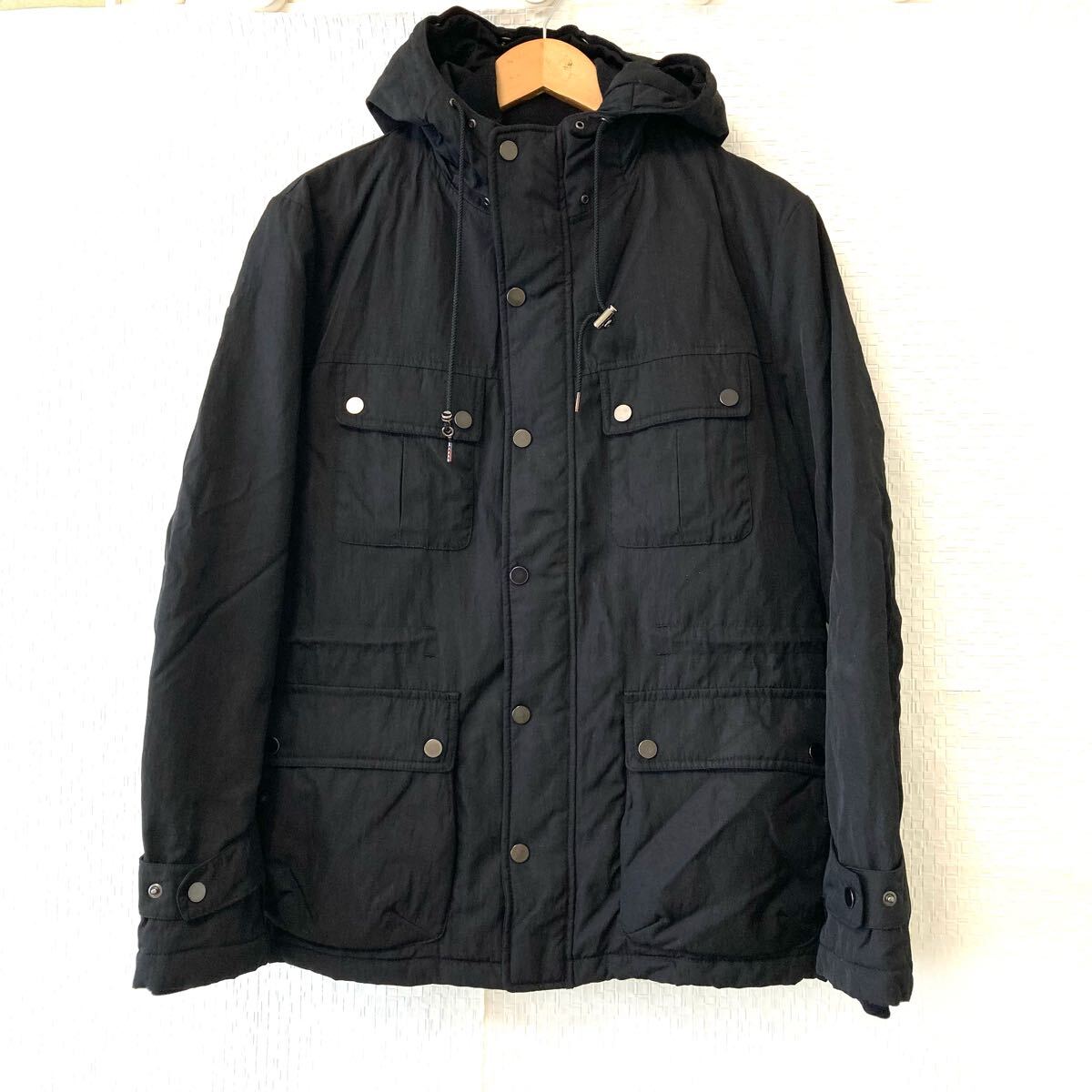 【TAKEO KIKUCHI】タケオキクチ ジップアップ 中綿 ジャケット アウター 防寒 フーディ カジュアル ブラック メンズ サイズ3/Y26896UU拍卖