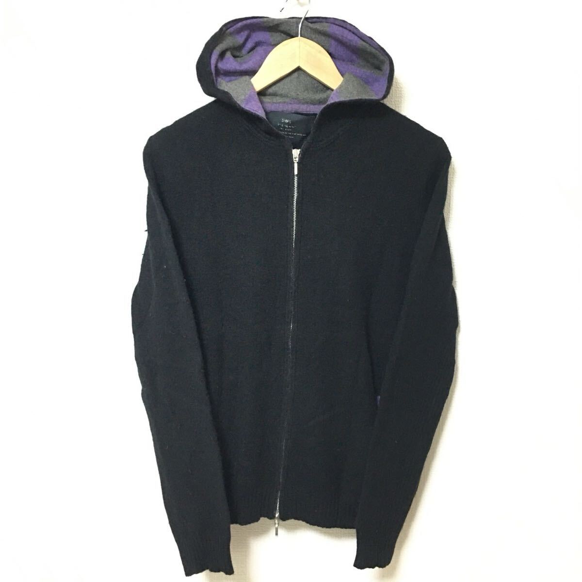 人気ブランド◎【SHIPS JET BLUE】シップスジェットブルー フーディ アメカジ カジュアル ウール 春秋 ブラック メンズ サイズL/Y27069fF拍卖