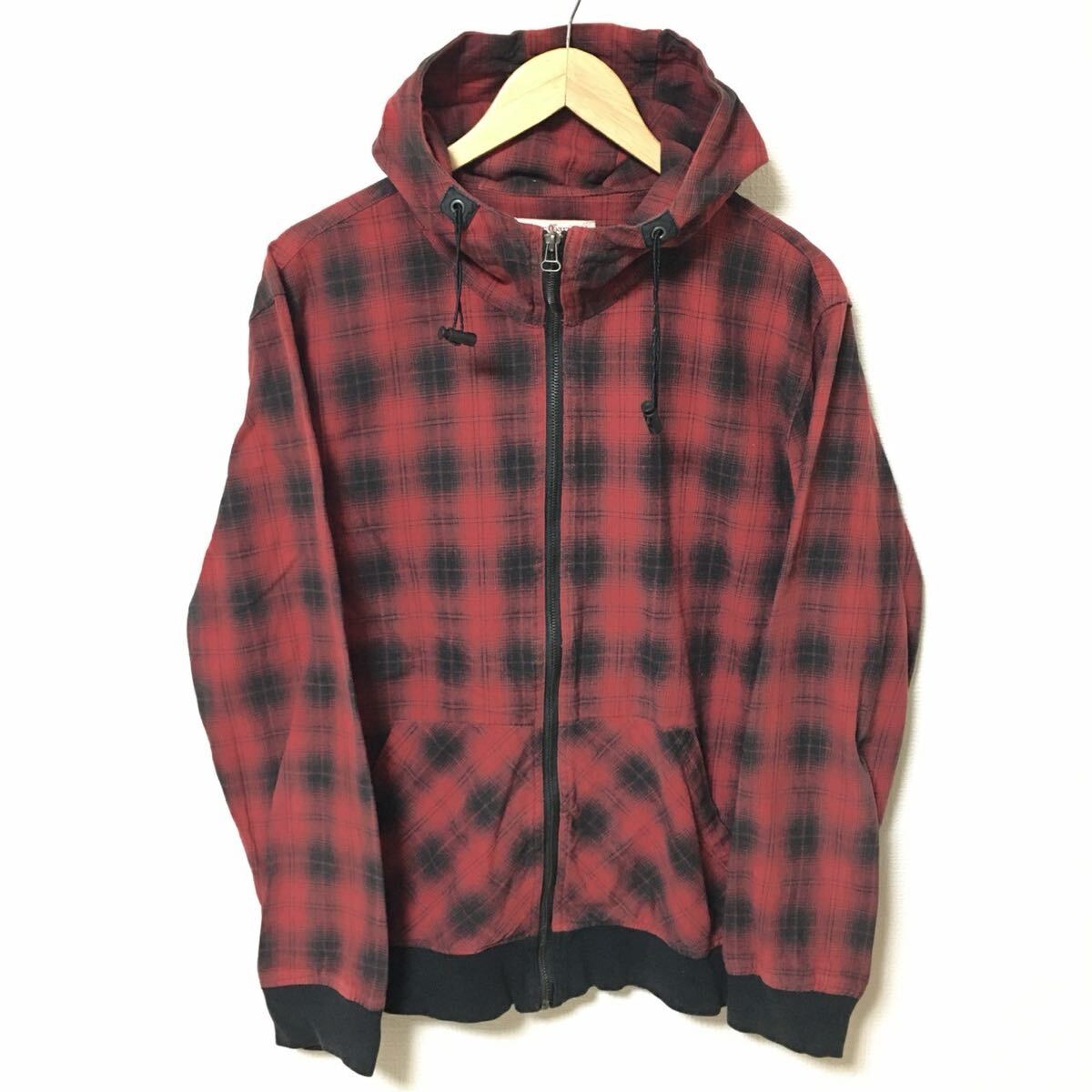 大きめサイズ◎【Crebar Garments】クレバーガーメンツ フーディ アウター アメカジ 春秋 チェック柄 レッド メンズ サイズLL/Y27516fF拍卖