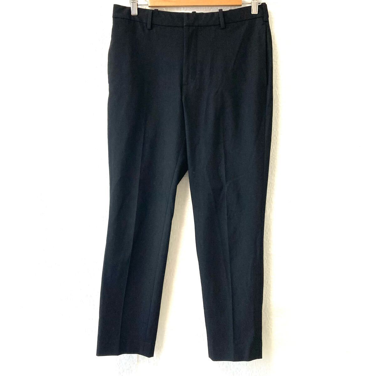 オンオフどちらも使える!【UNIQLO】ユニクロ スマート アンクル パンツ スラックス イージー ビジネス 綺麗め ブラック メンズ M/Y28036UU拍卖