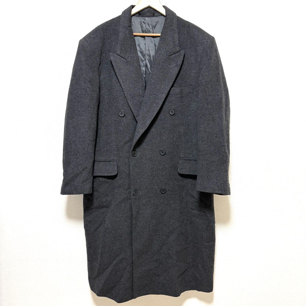 ラムウール混紡◎日本製◎【MODA RITORNO】モダリトルノ チェスターコート ロング ビジネス ノッチドリームラペル ダークグレー L/Y28204zz拍卖