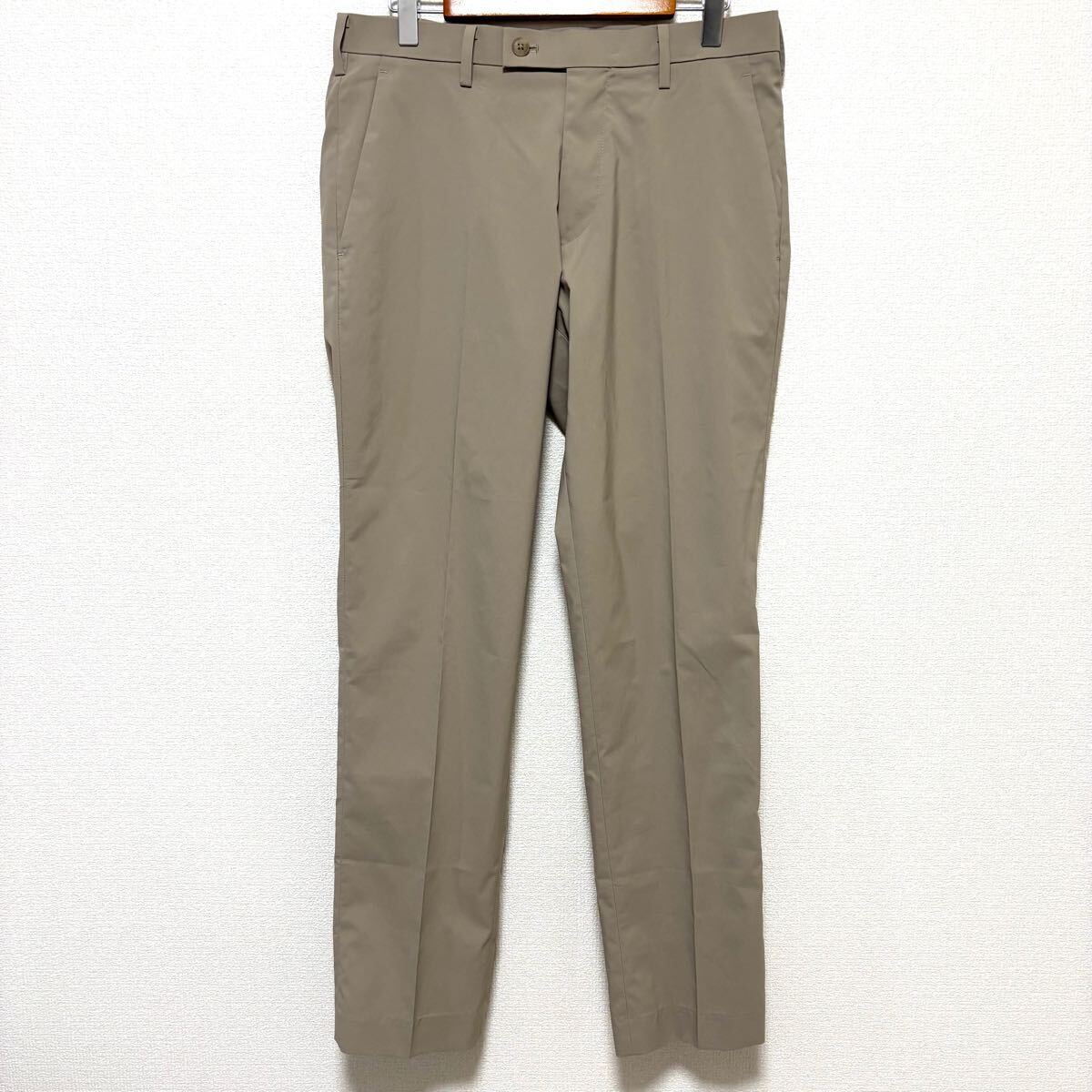 スマートな着こなし◎【UNIQLO】ユニクロ ストレッチパンツ スラックス サラサラ シンプル ビジネス カジュアル ベージュ 76㎝/Y28215zz拍卖