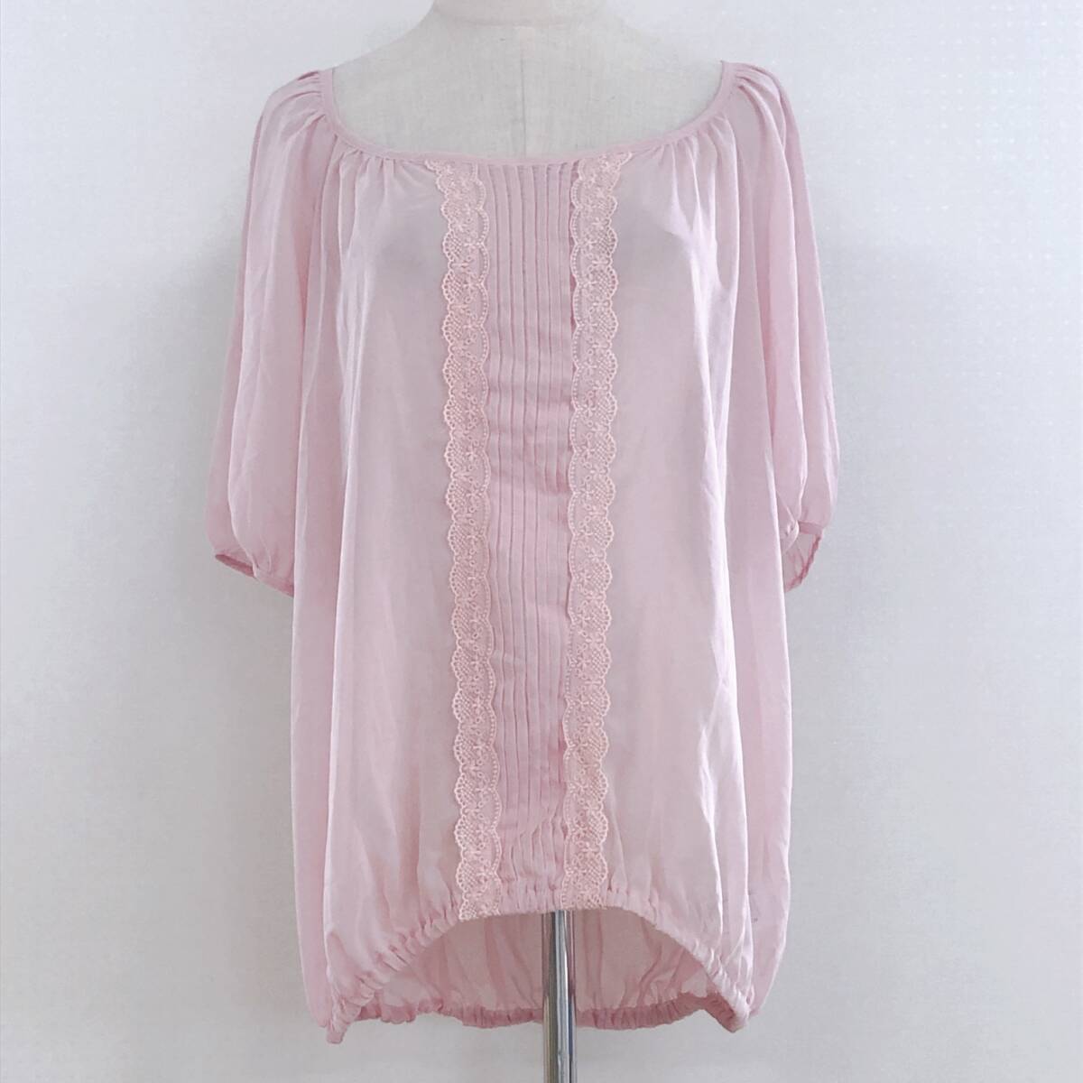 Y1764 美品 Provador レディース トップス ブラウス 半袖 薄手 ウエストゴム シースルー 刺繍 L 綿100% シンプル フェミニン 涼しげ 夏 拍卖