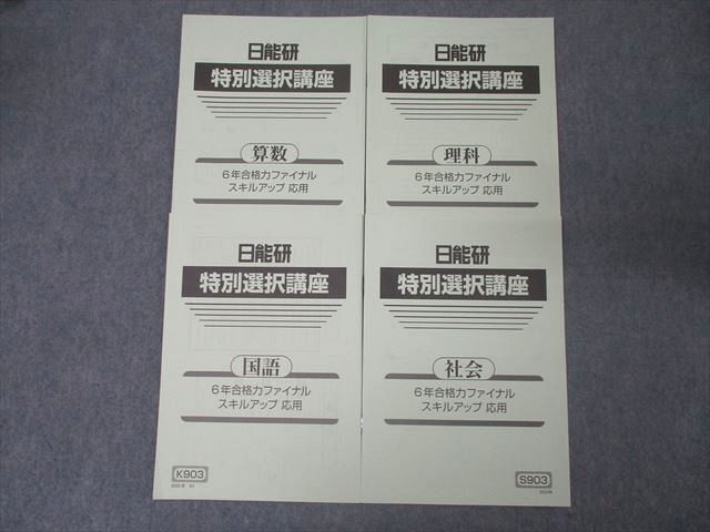日能研 6年 特別選択講座 国語/算数/理科/社会 合格力ファイナル スキルアップ 応用 テキストセット 2023 計4冊 012s2D拍卖