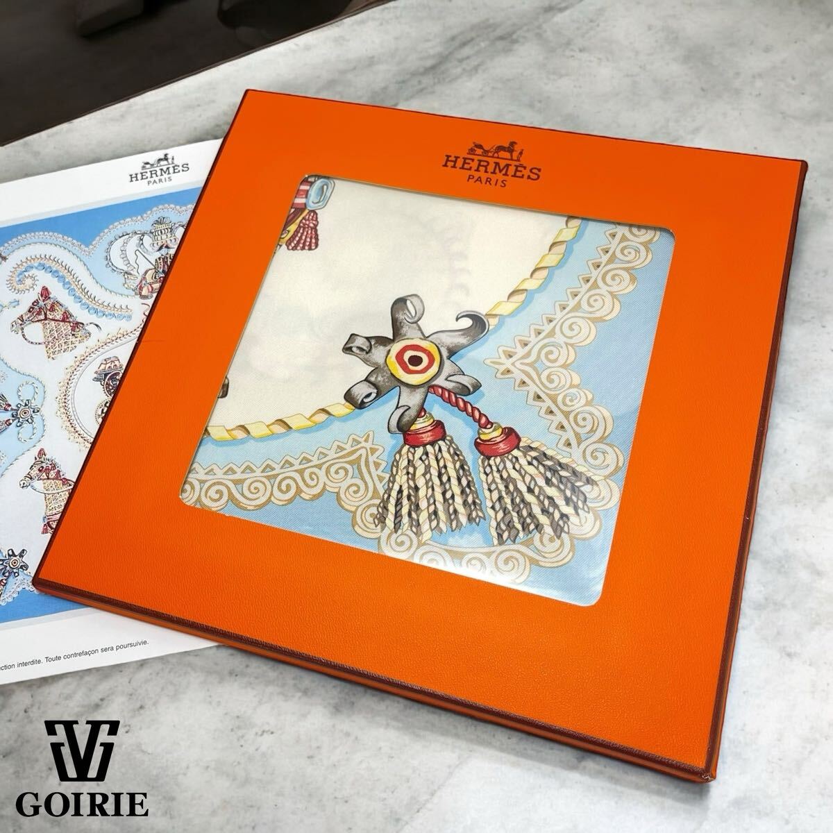 【レア品/未開封品】HERMES エルメス スカーフ カレ Paperole シルク100% フランス製 パプロール 馬車と貴族 ライトブルー 水色拍卖