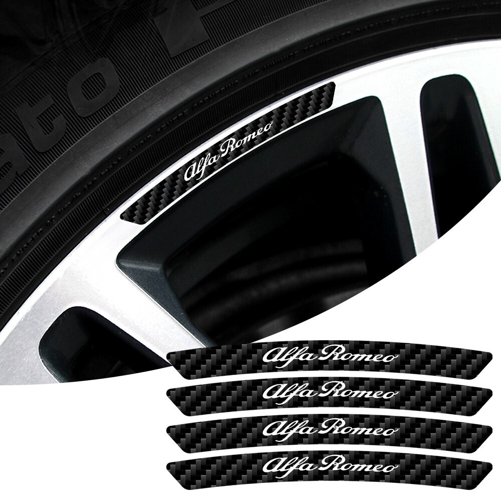 アルファロメオ ホイール リム用 カーボン柄ステッカー 5P■ジュリア ジュリエッタ ステルヴィオ 156 147 159 ブレラ GTV 164 155 145 146拍卖