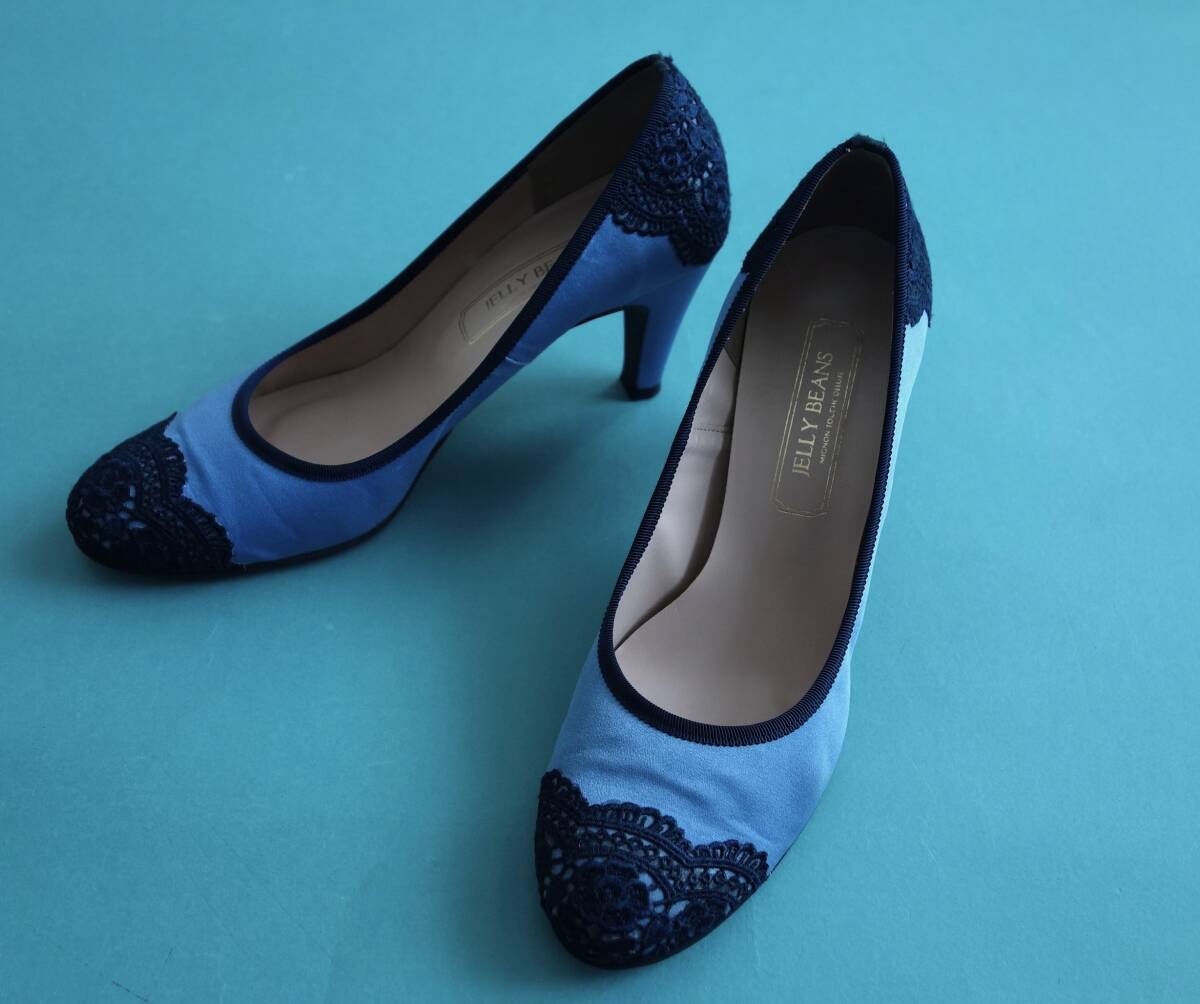 ■JELLY BEANS ジェリービーンズ ブルーレースパンプス 拍卖