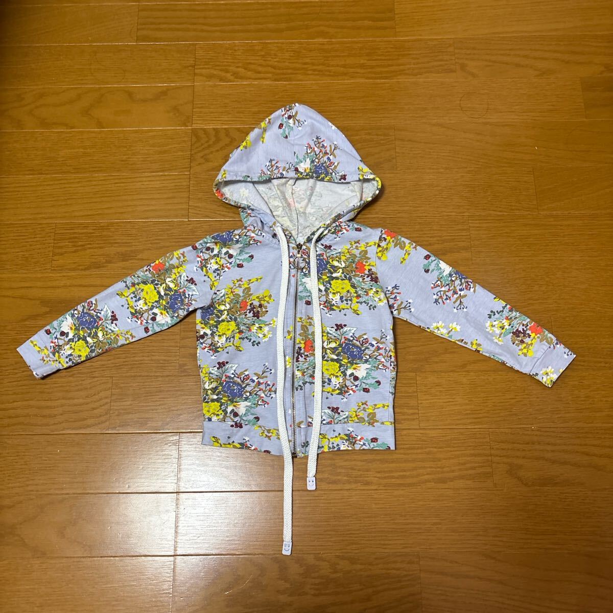 美品 Little Miss 花柄 薄手 フルジップ バーカー 3T 90~100拍卖