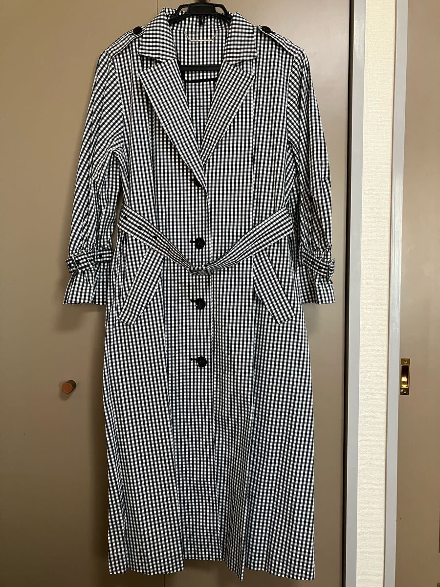 秋冬新作新品同様ミラオーウェンMilaOwenボリュームスリーブトレンチコートギンガムチェック0Sサイズ拍卖
