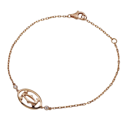 カルティエ Cartier ブレスレット レディース ブランド 750PG 2P ダイヤモンド ロゴドゥーブルC ピンクゴールド ジュエリー拍卖