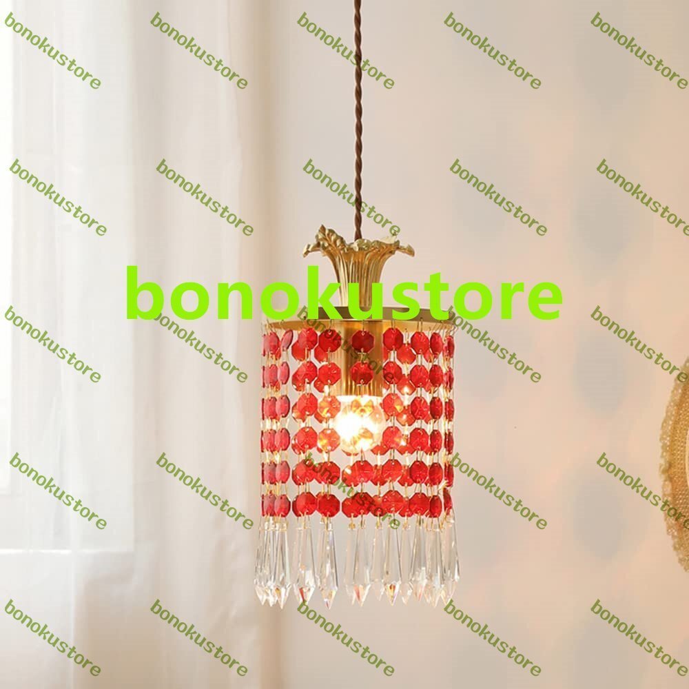 クラシカルな牧歌的なクリスタルペンダントライト E14 1ライト 真鍮吊り下げシャンデリア モダン ベッドサイド 調節可能な照明器具拍卖