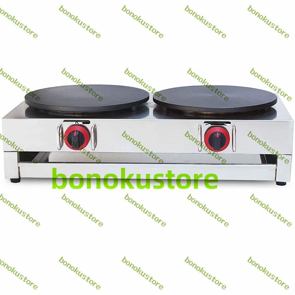 ダブルヘッドガスクレープメーカー業務用ノンスティックパン伝統的なクレープメーカークレープパン大型加熱高速クレープメーカー拍卖