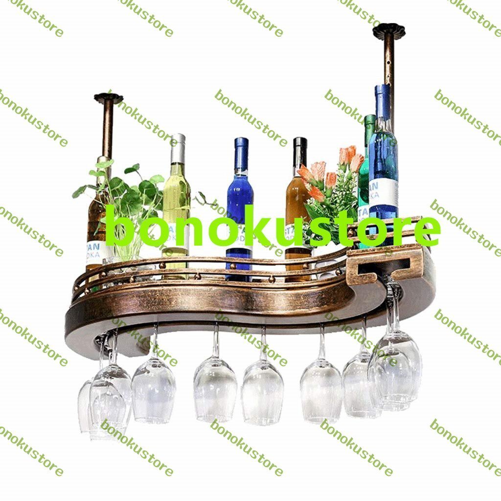 ステムウェアラック 金属製壁掛け式ワインボトルホルダー 天井ワインラック ワインラック吊り下げワイングラスホルダーメタル拍卖