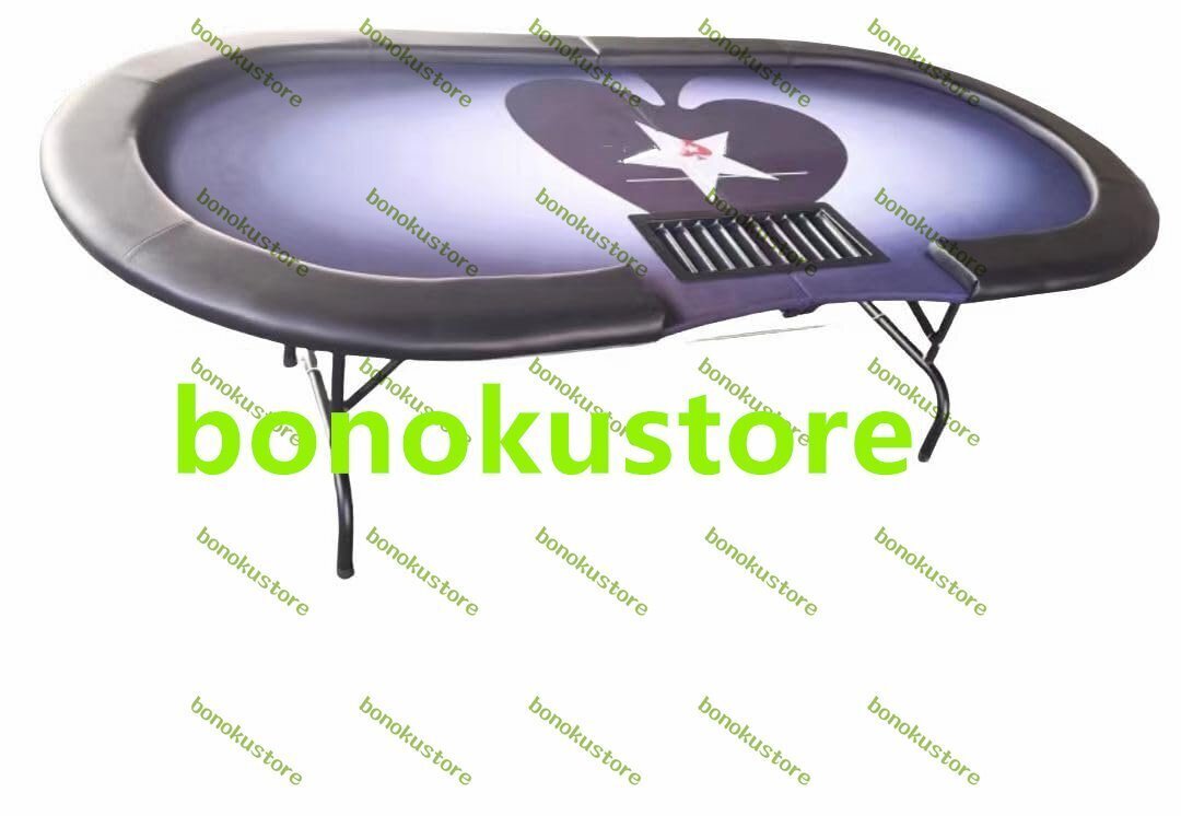 ポーカーテーブル 脚付き 折り畳み式 テキサスポーカーテーブル カジノ レジャーゲーム ステンレスカップホルダー付き (213*106cm)拍卖