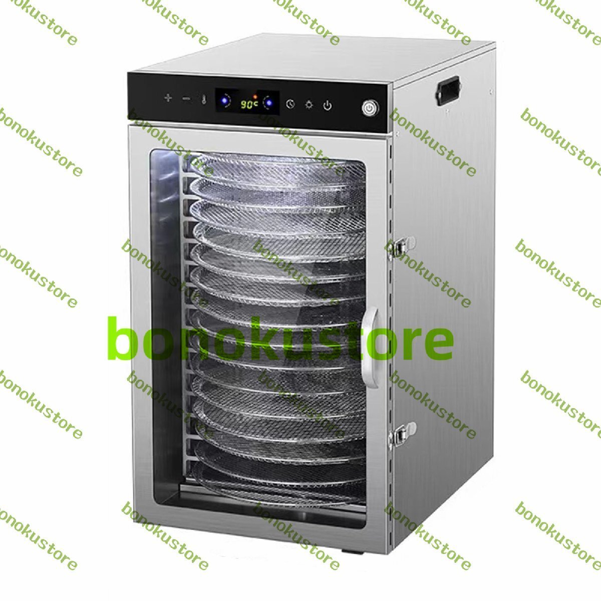 回転式フードドライヤー 16層 ステンレス鋼 過熱防止機能付き 1600W 二重扇風機 乾燥速度が速い 30-90℃ 0-12時間調節可能 食品乾燥機拍卖