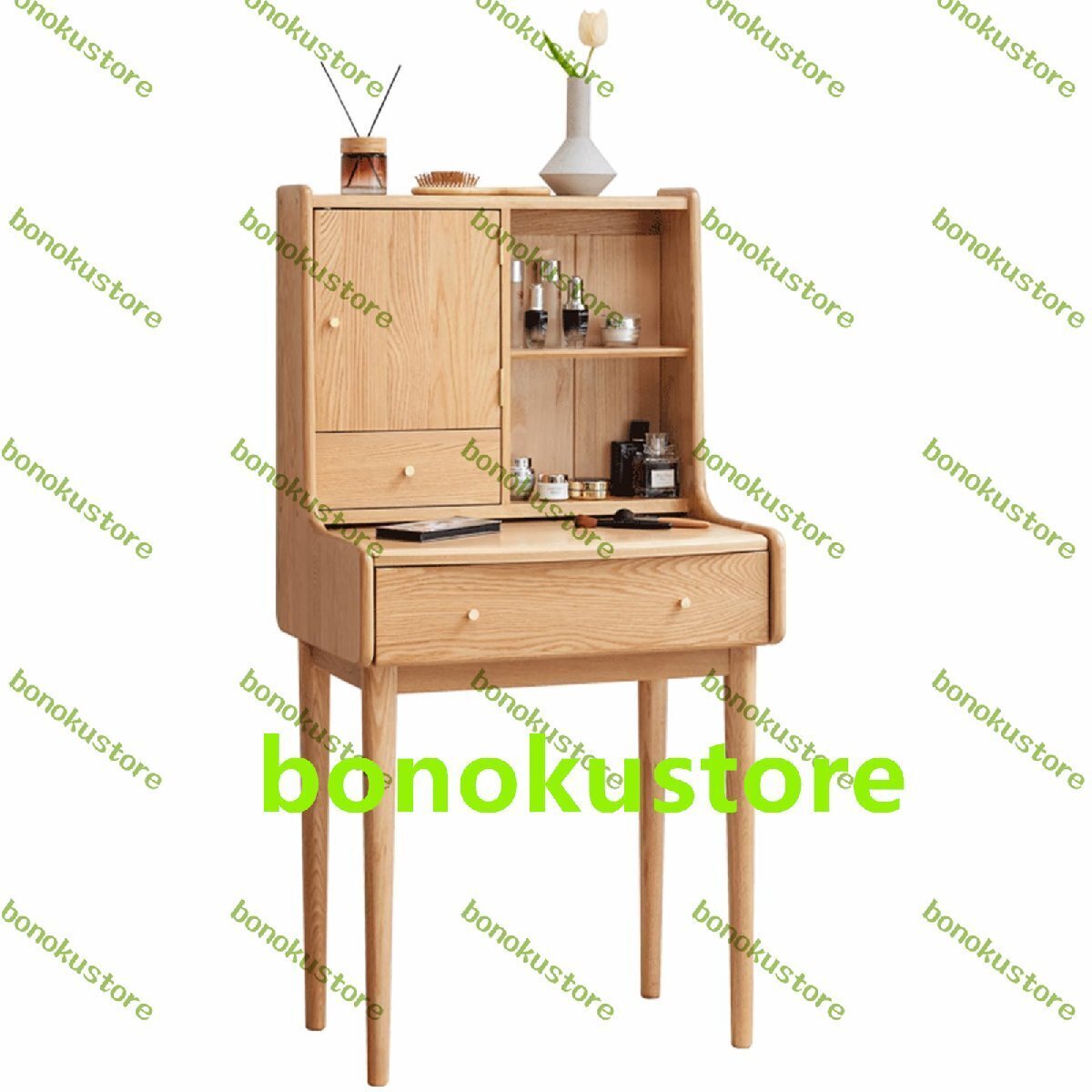 ドレッサー 化粧台 鏡台 幅64cm 組立簡単 ミラー付き 無垢材 テーブル 化粧台 収納 メイク台 メーク台 リビング 寝室 木製 天然木拍卖