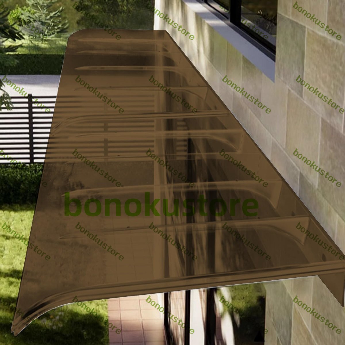 庇 後付け玄関ひさしパティオ日除けそしてキャノピー テラス ひさし屋根 庇 後付け 雨除けひさし小型屋根ひさし (茶色 35x200x5cm)拍卖