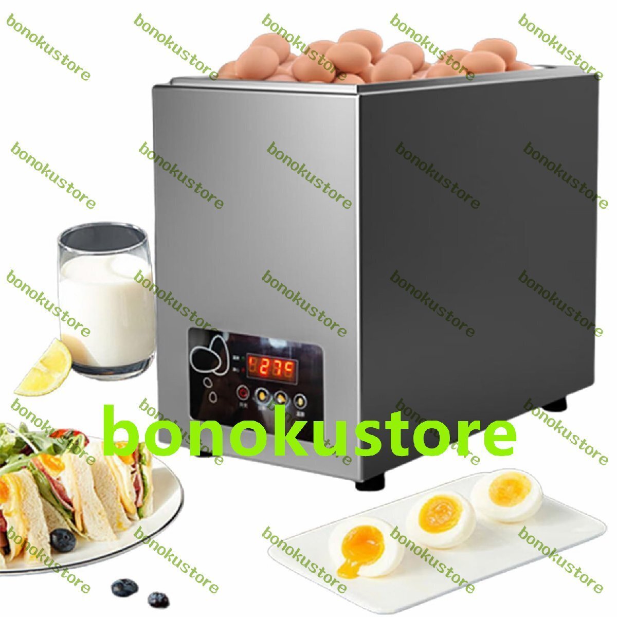 電気卵調理器卵ボイラー、ソフト/ミディアム/ハード/ポーチド業務用温泉卵機、ステンレス鋼の茶卵機、卵容量50個拍卖