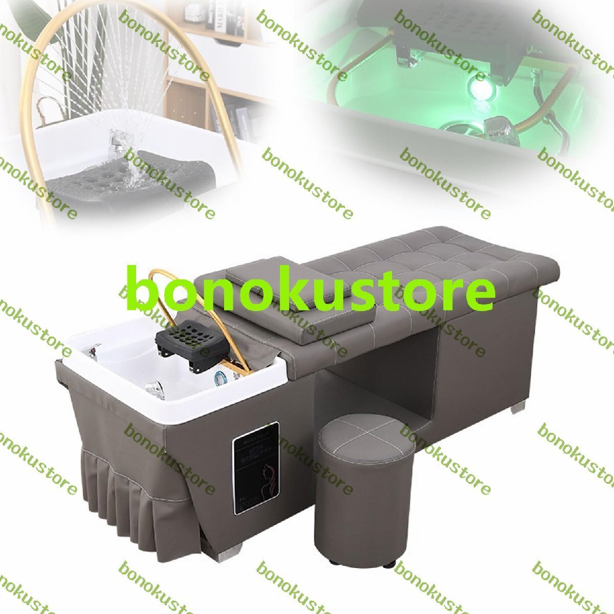 業務用ヘアシャンプーベッド 7色光療法ランプスパマッサージベッド 水循環付きアクリルシャンプー台 耐荷重300kg サロン ホテル拍卖
