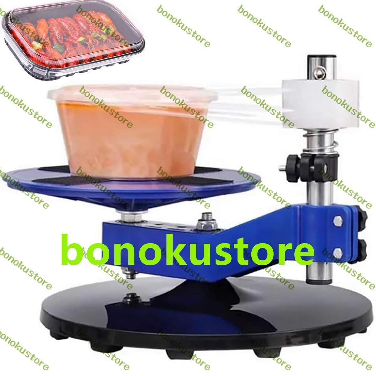 手動テイクアウト食品包装機 360度回転ハンドフィルム包装機 蓋密封用手動ラップフィルム包装機 高さ調節可能 飲食店用 スープ容器拍卖