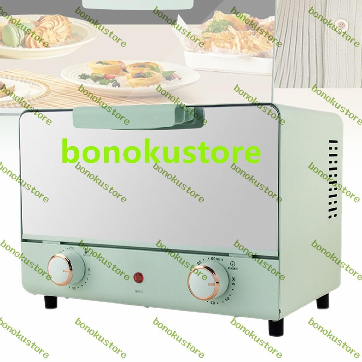 1000W家庭用デスクトップケーキオーブン 14L多機能ミラー電気ベーキングパン 0-230℃&0-60分タイマー付き 滑り止めベース 火傷防止拍卖