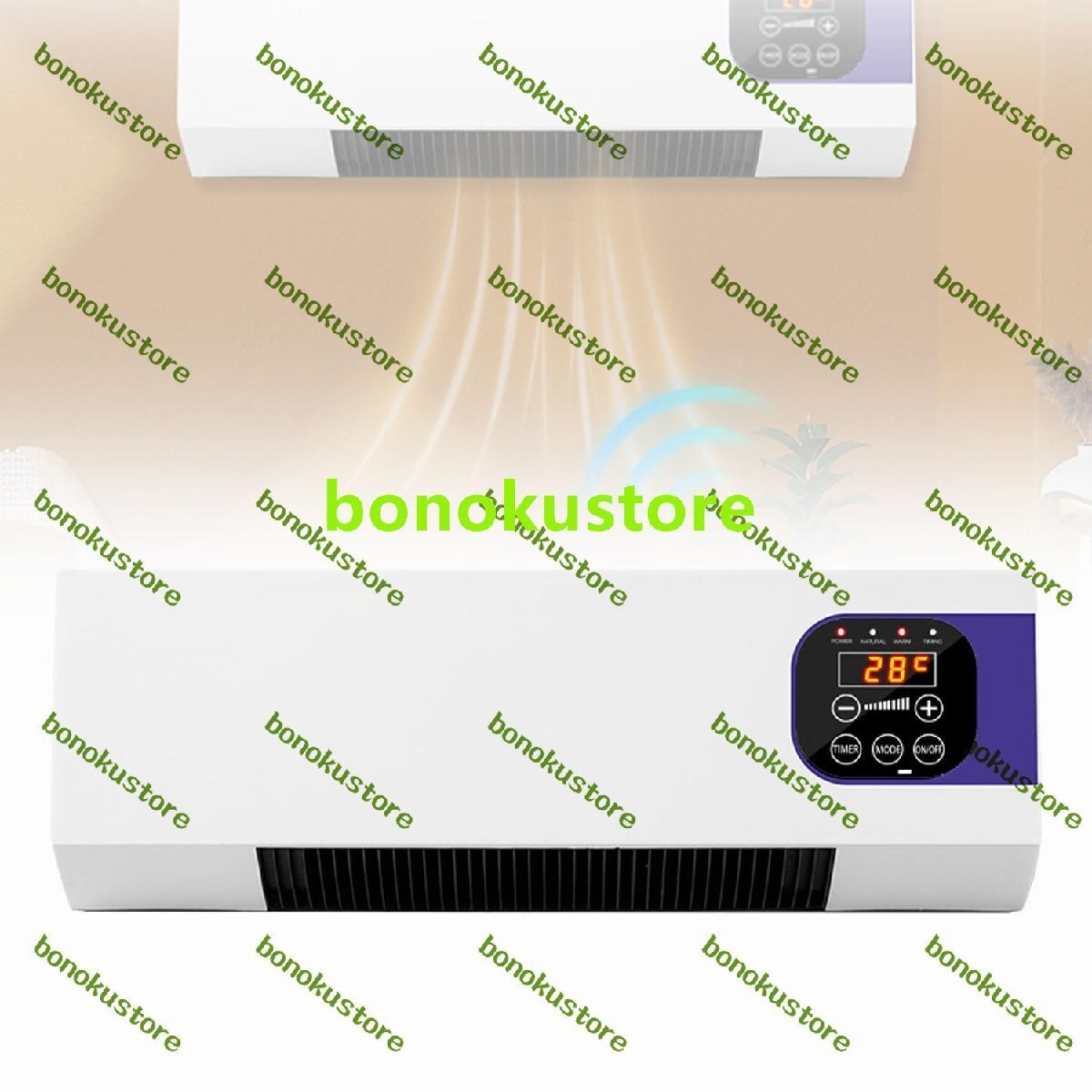 2000W壁掛けスペースヒーター リモコン付きLCDスマートホームエアコン 6時間タイマー 16-40℃調整、寝室、浴室用防水電気ヒーター拍卖